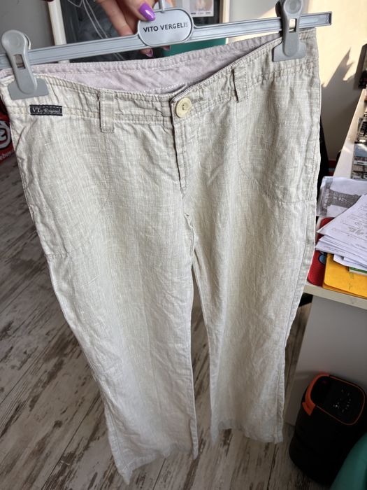 Vt jeans Szerokie lniane spodnie len linien przewiewne naturalne