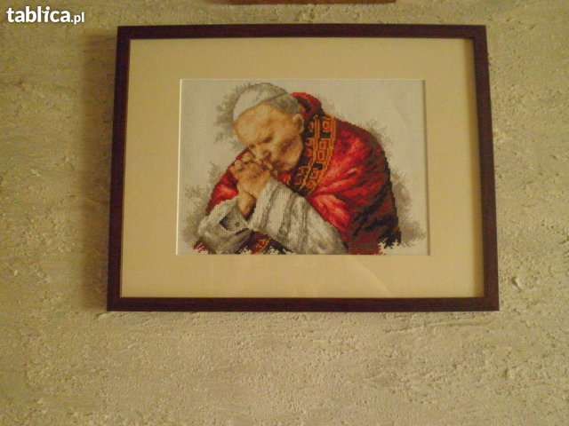 Obraz haftowany PAPIEŻ JP2 haft rękodzieło oprawa