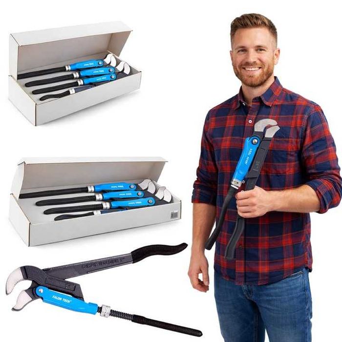 NOWY zestaw kluczy do rur hydraulicznych – mocny chwyt + stal CRV