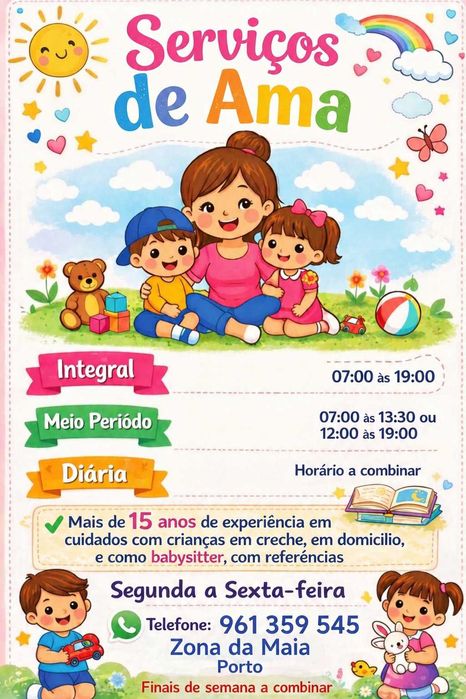 Serviços de ama com responsabilidade e confiança