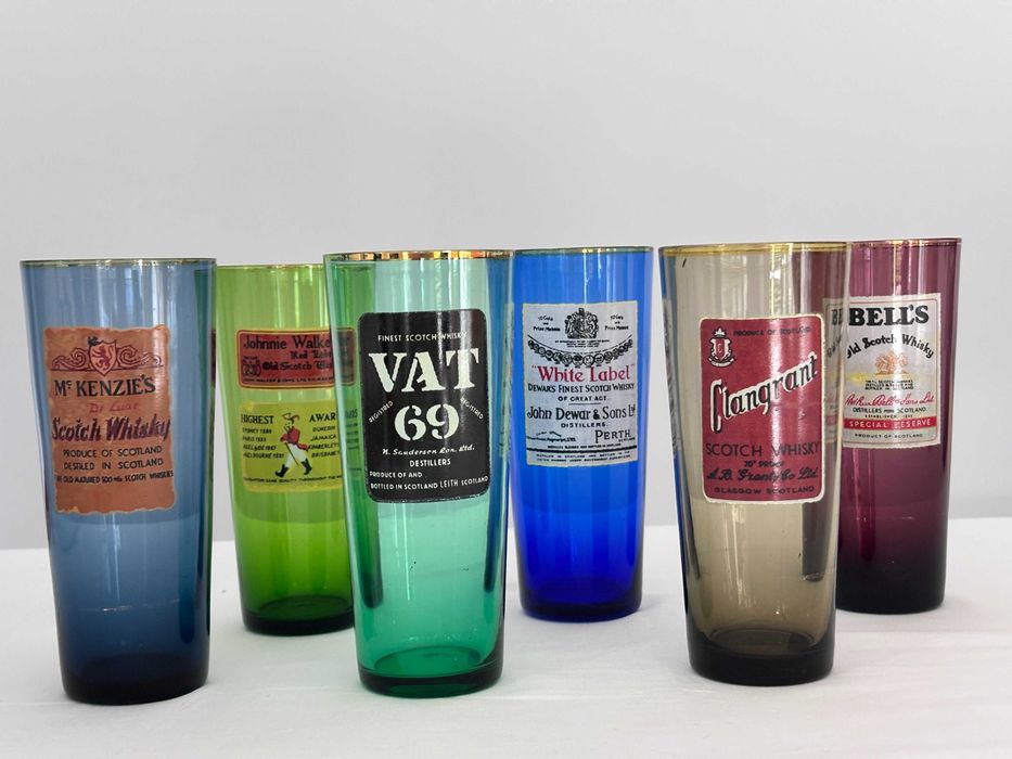 6 Copos Antigos em Vidro – Marcas Clássicas – 0,35 cl