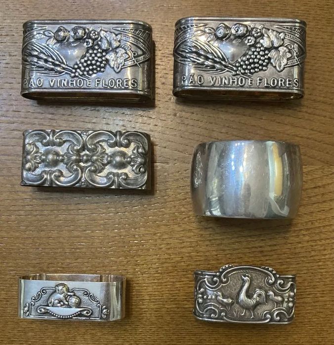 Lote ( 6 ) argolas de guardanapo em prata