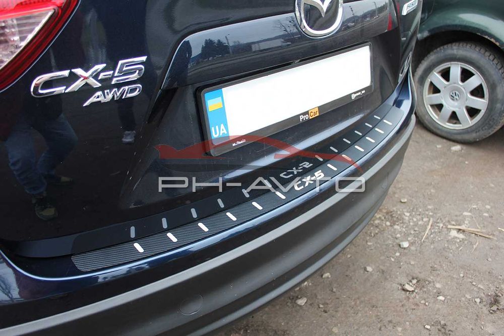 Накладка на бампер Mazda CX-5 CX5 2013-2017 2018+ Нержавійка + Карбон