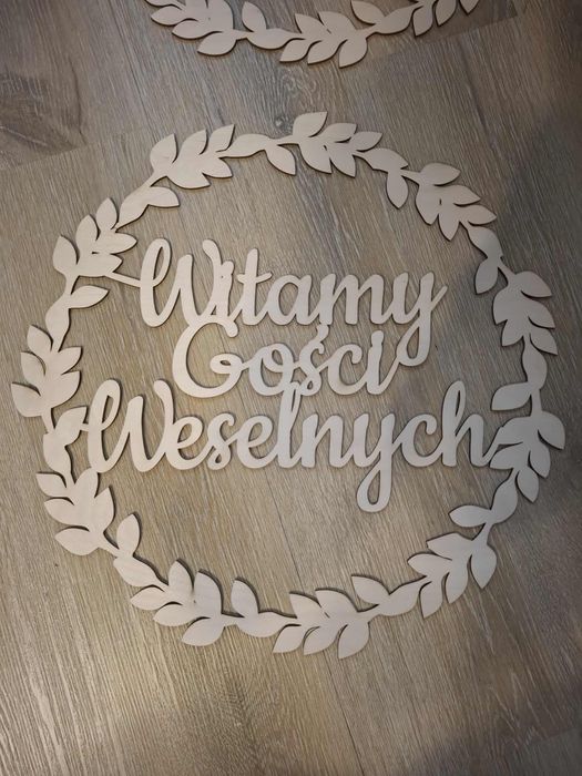 Drewniany napis weselny