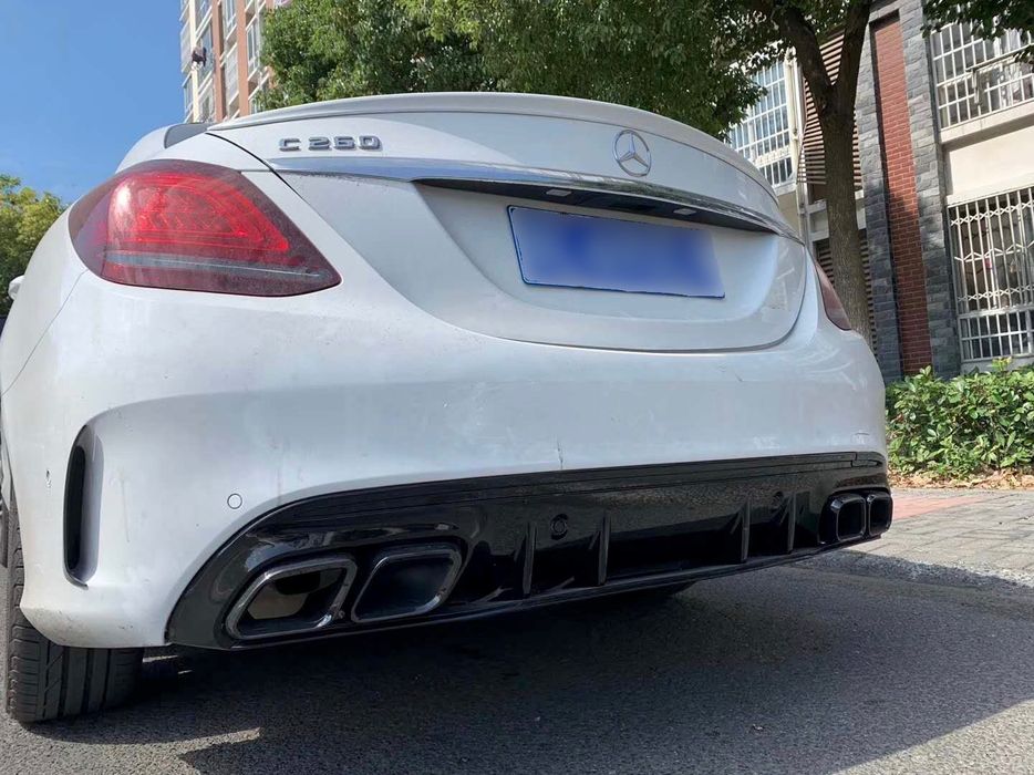 Mercedes W205 C205 Dyfuzor Tylnego Zderzaka Spoilery Czarny Połysk