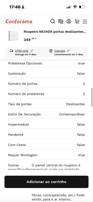 Armario conforama castanho e branco