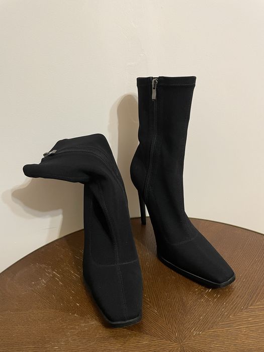 Botki | wysoka cholewka | obcas | czarne dopasowane