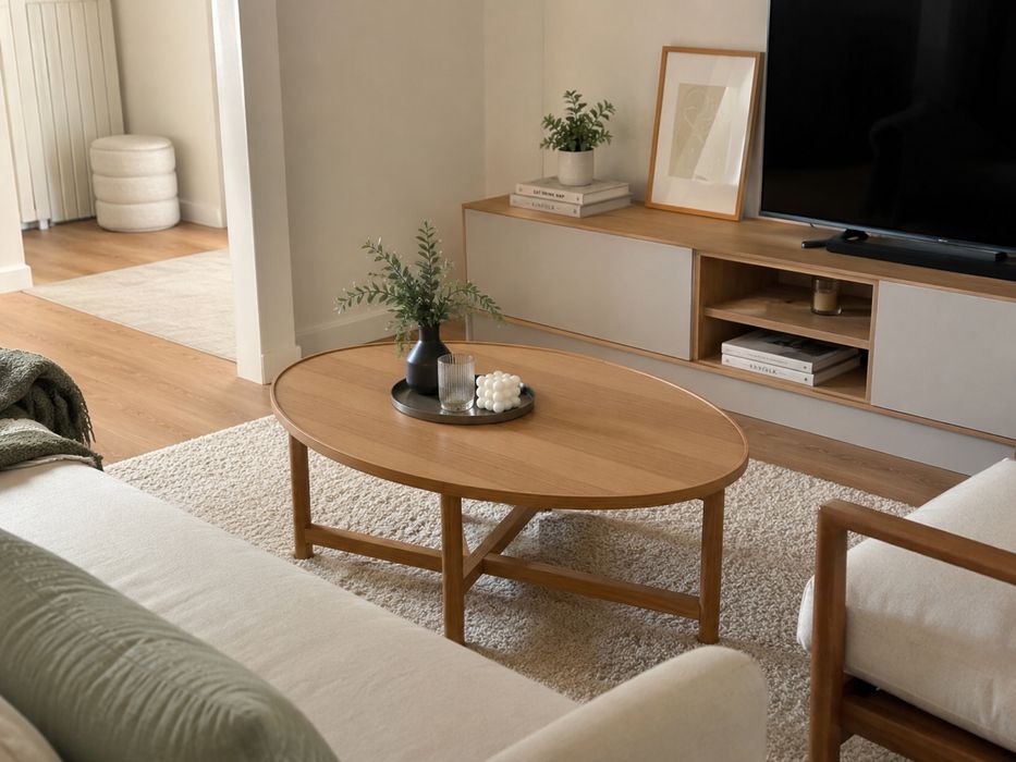 Mesa de centro ikea madeira oval valnas
