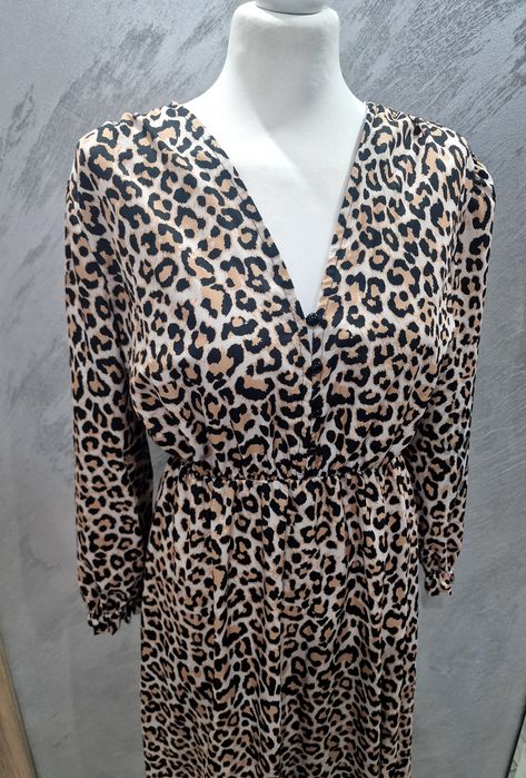 Nowa sukienka panterka 40 38 midi maxi butik
