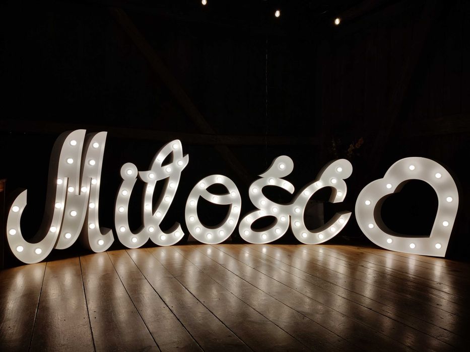 Napis LOVE MIŁOŚĆ - wynajem okolicznościowy + SERCE / cyfry led