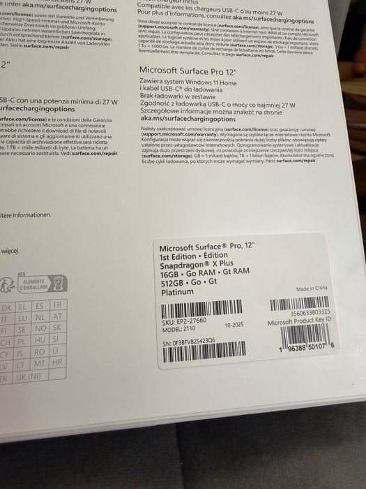 Microsoft Surface Pro 12” – nowy. Snapdragon X Plus