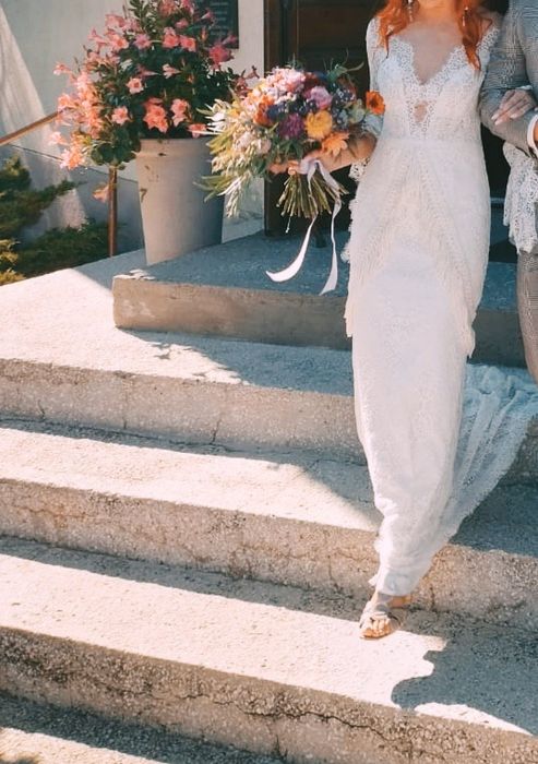 Suknia ślubna Boho rustykalna koronka