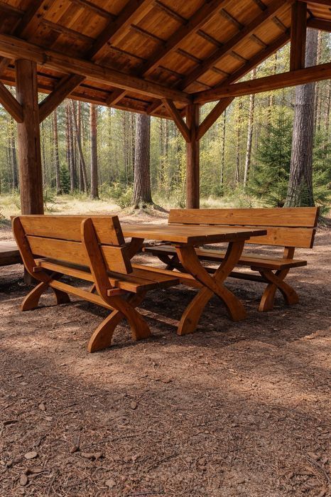 Meble ogrodowe biesiadne góralskie stół 2 ławka drewno altana  ogrod
