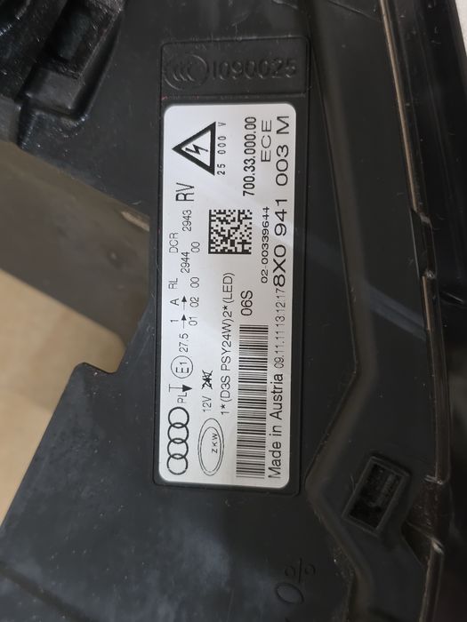 Lampa Bi-Xenon Led Audi A1 lewa strona przednia przód oryginał EU
