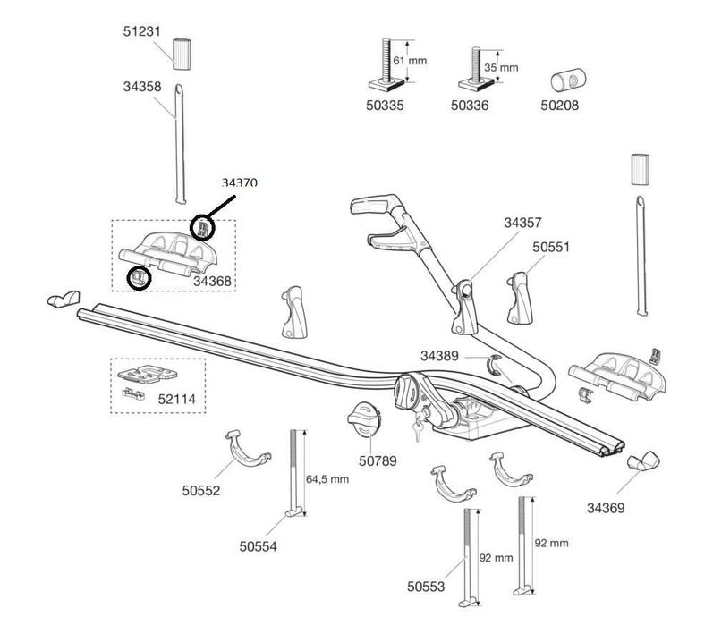 Peças Thule Suportes Bicicleta/Barras de Tejadilho