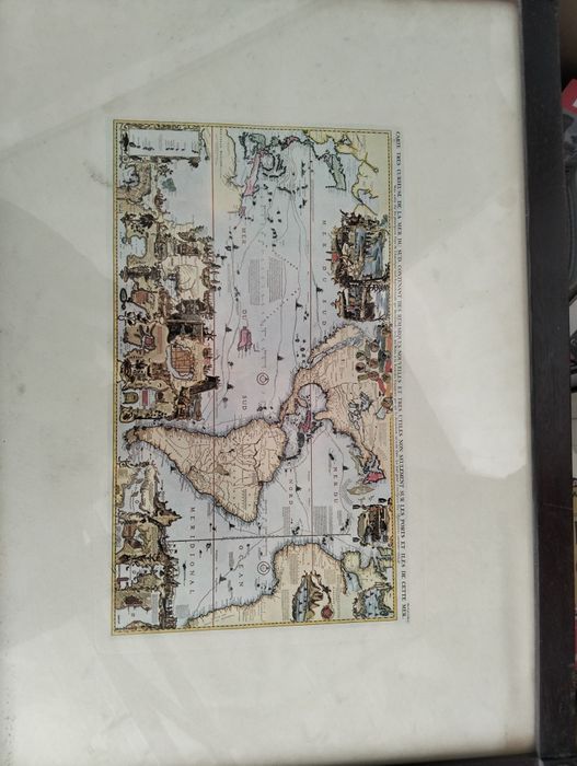 Quadro antigo Chatelain Carta Três Curieuse de la Mer du Sud.