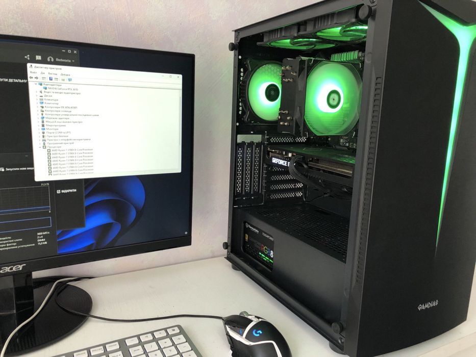Ігровий компʼютер: RTX 3070; Ryzen 7 3700X; 32 GB DDR4 (3600 MHz); m2 SSD 1тб