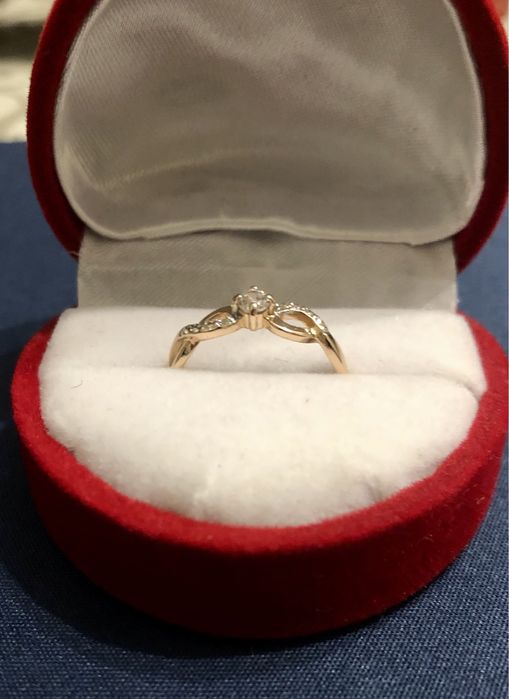 Złoty pierscionek 585 zaręczynowy 15,7 mm różowe złoto