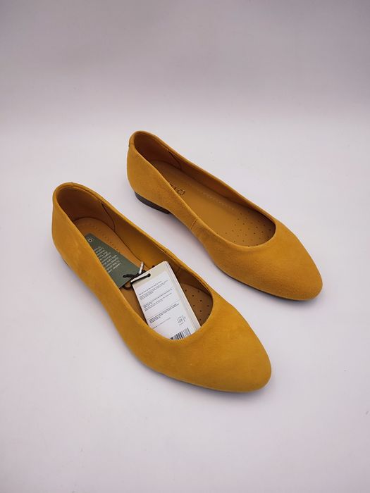 Baleriny skórzane zamszowe musztardowe  36 Lasocki