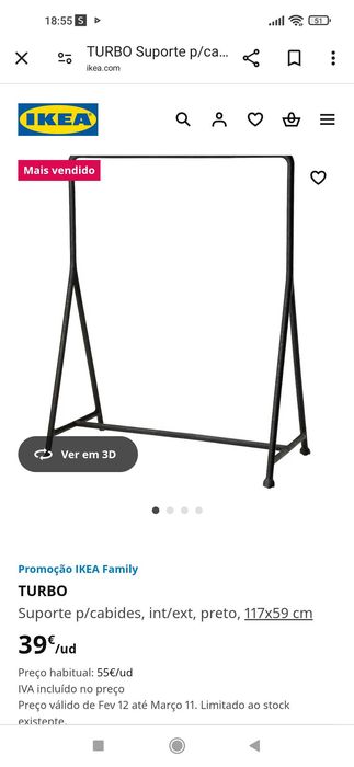 Suporte para cabides