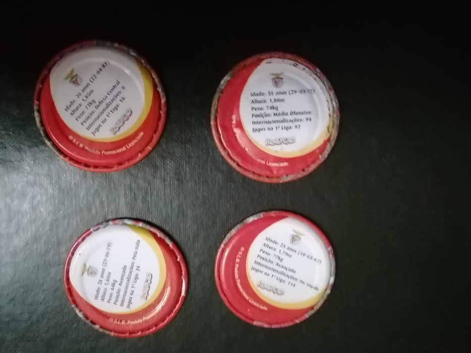 4 Tazos Bollycao BENFICA - Rui Costa, Mantorras, Miccoli e David Luiz