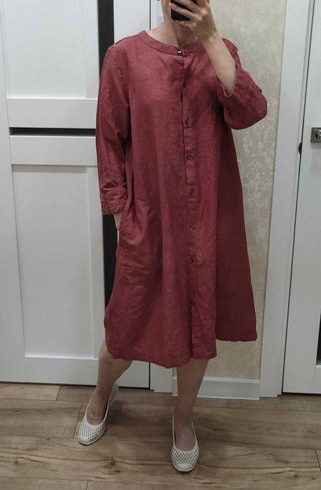 Жіноче плаття вільного крою, сукня. Льон, бавовна