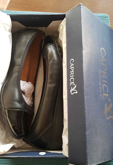 Baleriny Caprice r 39, IDEALNE na teższe stopy, MEGA wygodne, SKORA