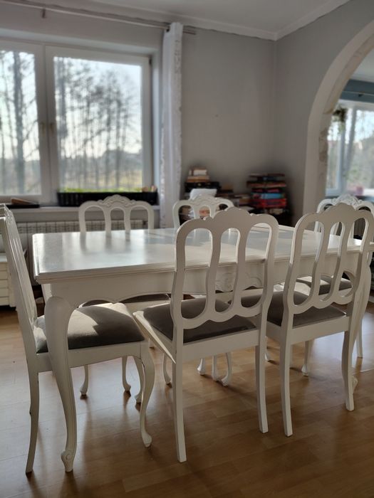 Duzy rozkładany stół Ludwik+6 krzeseł
