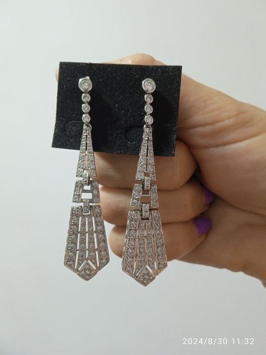 Срібні сережки з цирконієм,вищого гатунку