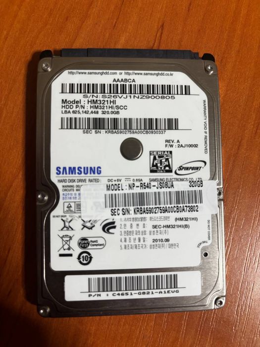 HDD Samsung 320GB 2.5” SATA — HM321HI