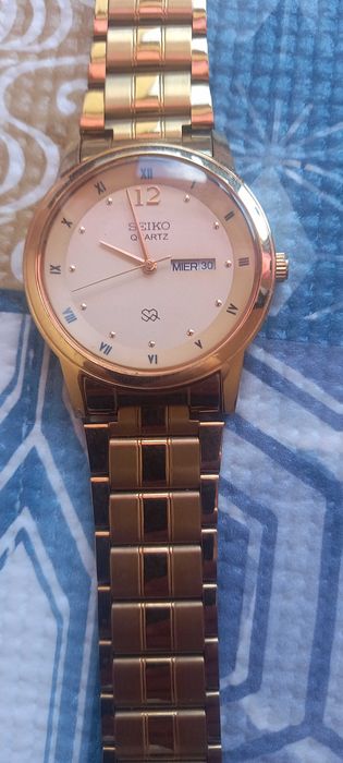 Relógio Seiko Quartz Dourado Original Como Novo