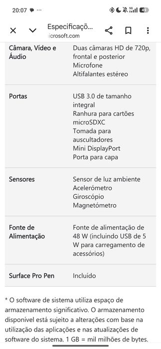 Surface Pro (1.ª geração) incluí teclado