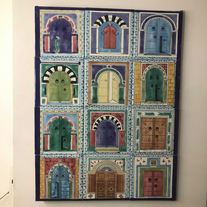 Szklana patera na owoce i metaloplastyka z okresu PRL-u