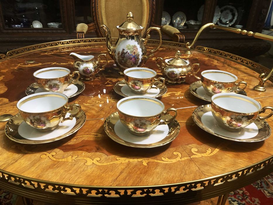 Кофейный сервиз 22 karat золото чашки блюдца клеймо Bavaria Германия