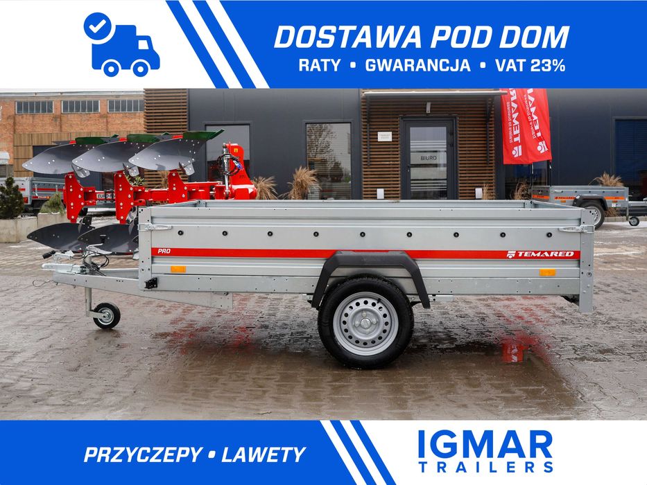 Przyczepka samochodowa TEMARED PRO 2612 264x126 cm 1 oś DMC 750 kg nowa lekka niehamowana od ręki DOSTAWA CAŁY KRAJ | RATY | GOTOWA DO REJESTRACJI