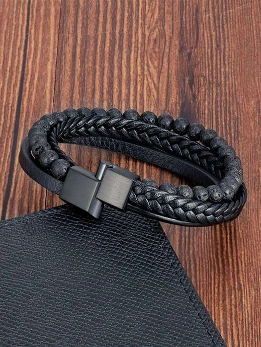 Pulseira masculina em camadas (Novo)