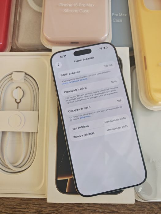 iPhone 16 Pro Max 6.9" 256GB Natural Titanium Seminovo C/Garantia Aceito Retomas