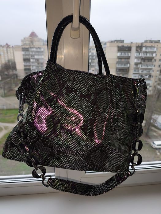 Сумка Polina&Eiterou з ефектом хамелеон, натуральна шкіра