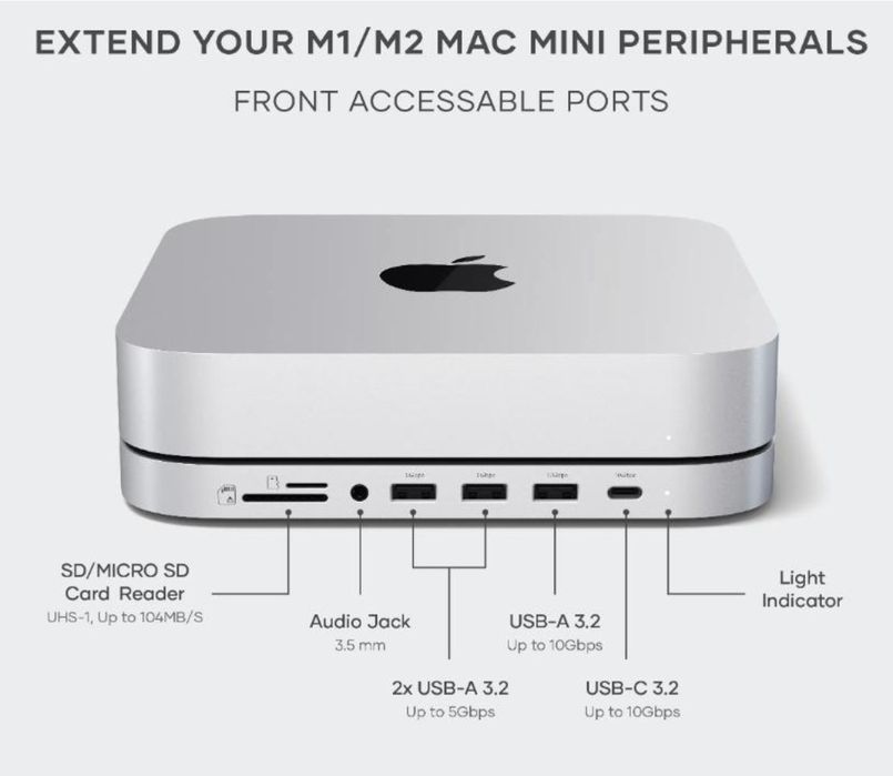 Док-станція Satechi Stand & Hub for Mac Mini M1-M2, Mac Studio M1-M4