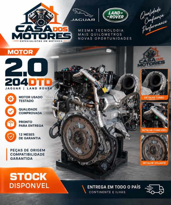 Motor Jaguar Land Rover 2.0 Diesel 204DTD AJ200D 12 Meses Garantia