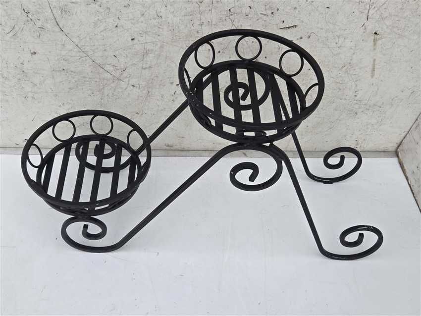 KWIETNIK STALOWY NA 2 kwiaty doniczki czarny