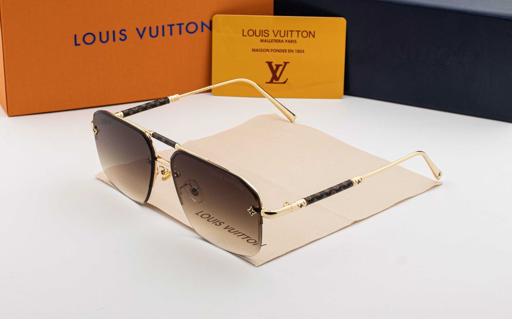 Чоловічі сонцезахисні окуляри Louis Vuitton NEW 2026 | UV400 | прямокутна лінза | футляр в комплекті  | металева оправа