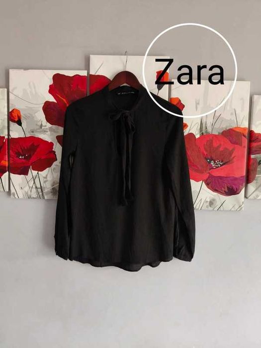 Zara damska koszula czarna elegancka rozmiar M luźna wiązana na lato