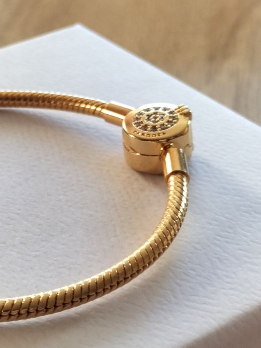Piękna Bransoletka Pandora pozłacana 14 karatowym złotem