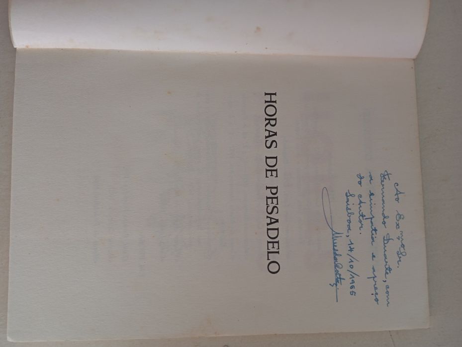 Francisco Alves da Costa - Horas de pesadelo (c/ dedicatória e autógr