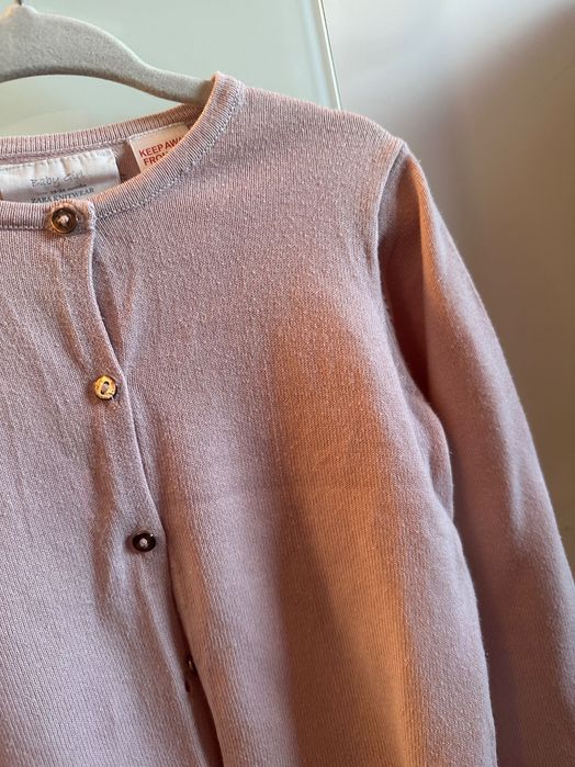 Sweterek Zara dziewczęcy róż kardigan 92