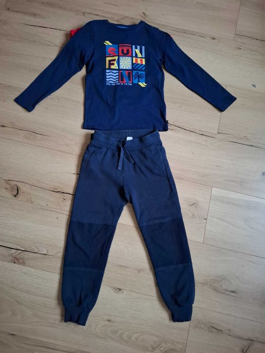 Komplet r.122/128 H&M Okaidi Next spodnie dresowe Slim Fit r.128
