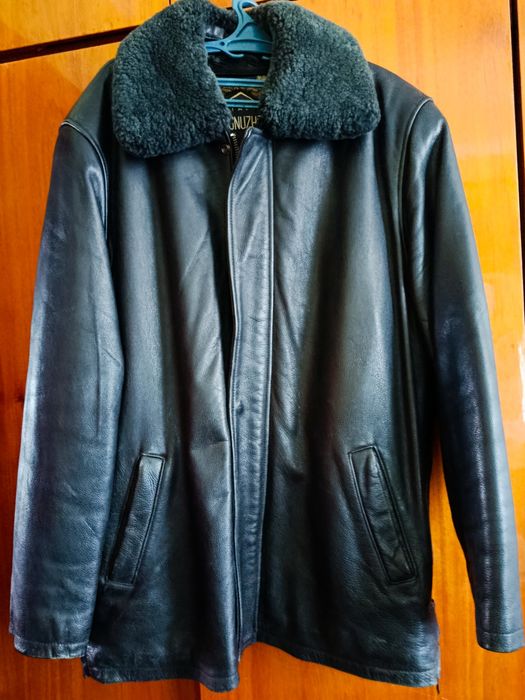 Чоловіча шкіряна куртка на зиму, утеплена розміру [3XL]