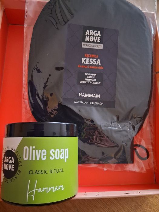 ARGANOVE Czarne mydło + rękawica kessa