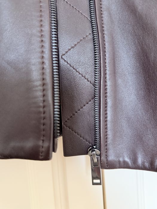 Шкіряна куртка Massimo Dutti натуральна шкіра / шоколадний бомбер